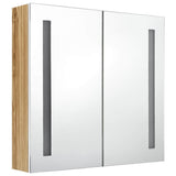 Vidaxl badkamerkast met spiegel en led 62x14x60 cm wit en eikenkleurig