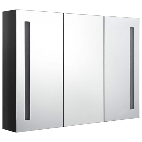 Vidaxl badkamerkast met spiegel en led 89x14x62 cm glanzend zwart