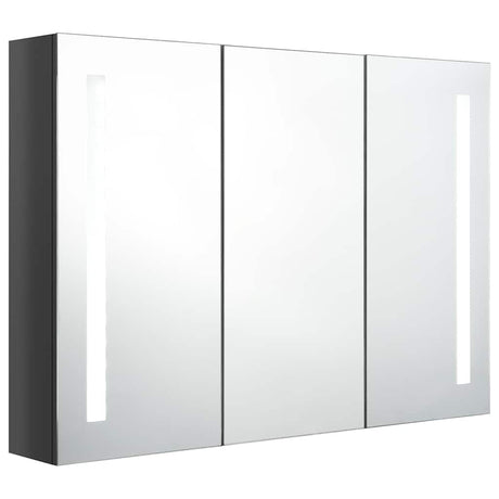 Vidaxl badkamerkast met spiegel en led 89x14x62 cm glanzend grijs