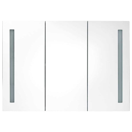 Vidaxl badkamerkast met spiegel en led 89x14x62 cm wit en eikenkleurig