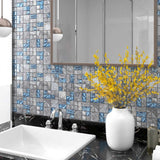 VidaXL Mozaïektegels 22 st 30x30 cm glas grijs en blauw