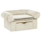 Vidaxl hondenbank met lade 75x50x38 cm pluche crèmekleurig