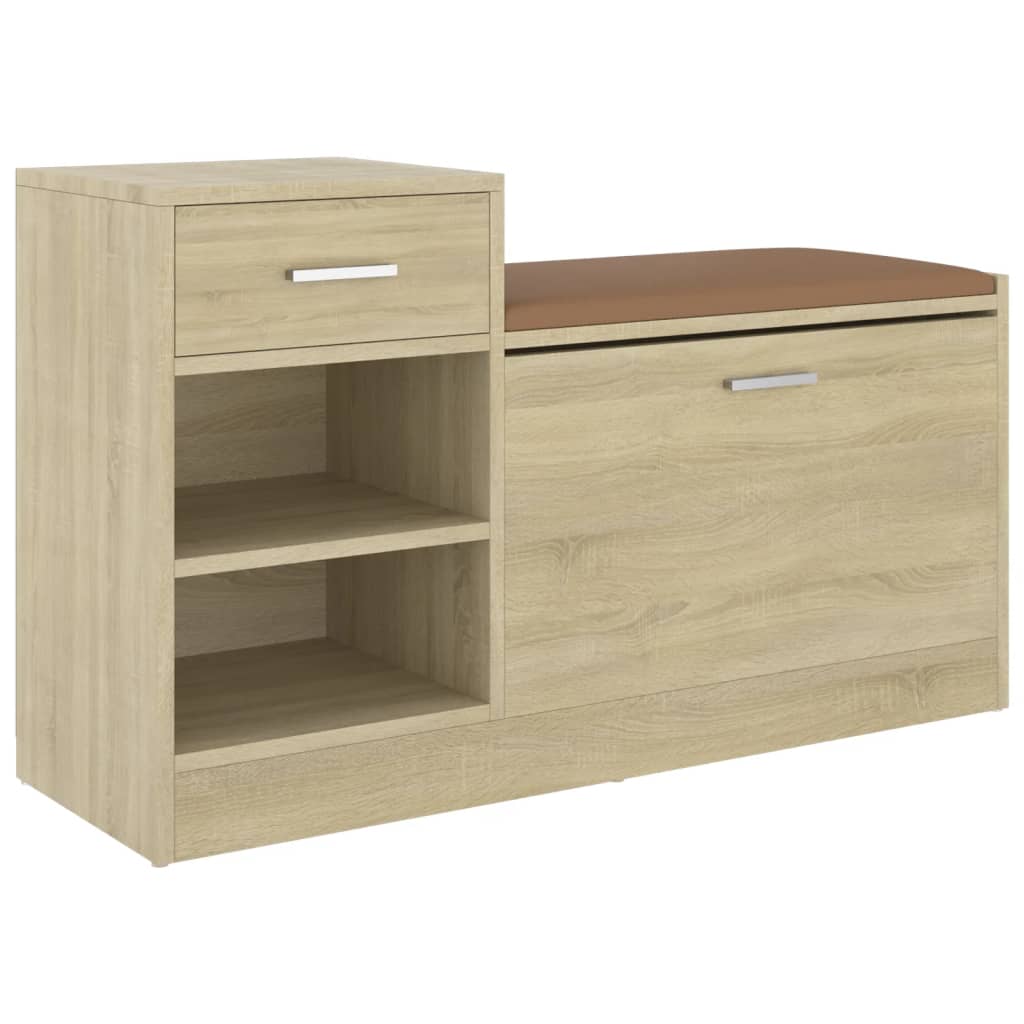 Vidaxl schoenenbank 94,5x31x57 cm bewerkt hout sonoma eikenkleurig