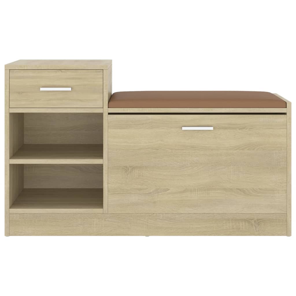 Vidaxl schoenenbank 94,5x31x57 cm bewerkt hout sonoma eikenkleurig