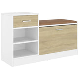 Vidaxl schoenenbank 94,5x31x57 cm bewerkt hout wit sonoma eikenkleurig