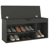 Vidaxl schoenenbank met kussen 104x30x49 cm bewerkt hout grijs