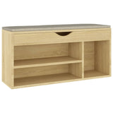 Vidaxl schoenenbank met kussen 104x30x49 cm bewerkt hout sonoma eiken