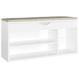 Vidaxl schoenenbank met kussen 104x30x49 cm bewerkt hout hoogglans wit