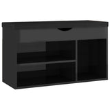 Vidaxl schoenenbank met kussen 80x30x47 cm hout hoogglans zwart