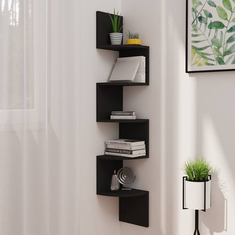 Vidaxl hoekwandschap 19x19x123 cm bewerkt hout zwart