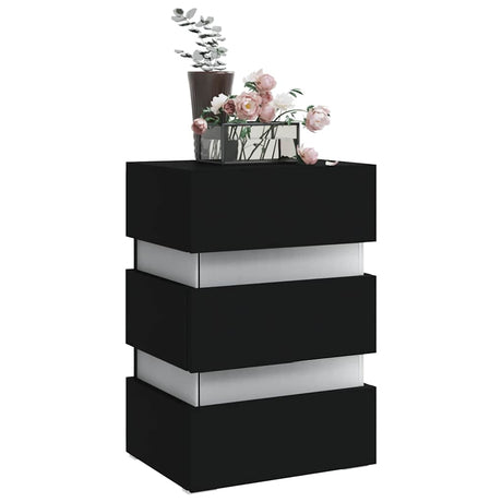 Vidaxl 326846 nachtkastje led 45x35x67 cm bewerkt hout zwart