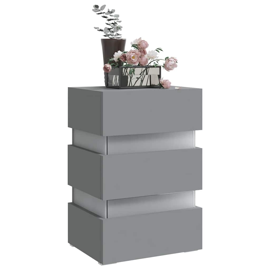Vidaxl 326846 nachtkastje led 45x35x67 cm bewerkt hout grijs