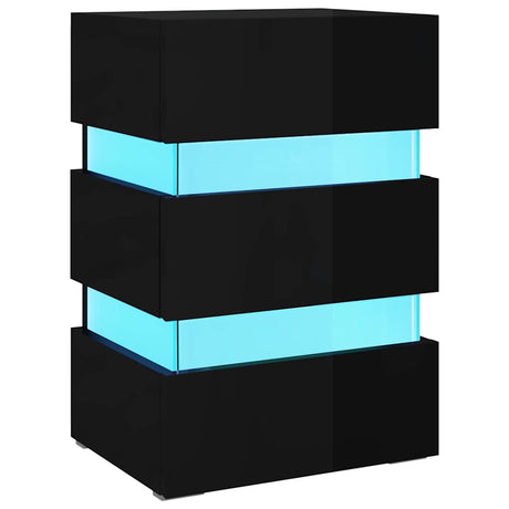 Vidaxl 326846 nachtkastje led 45x35x67 cm bewerkt hout hoogglans zwart