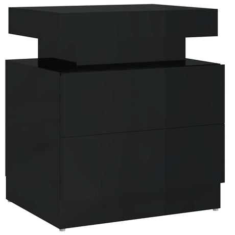 Vidaxl nachtkastje 45x35x52 cm bewerkt hout hoogglans zwart