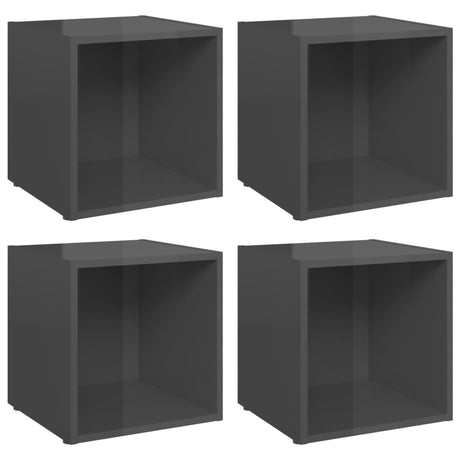 Vidaxl tv-meubelen 4 st 37x35x37 cm bewerkt hout hoogglans grijs