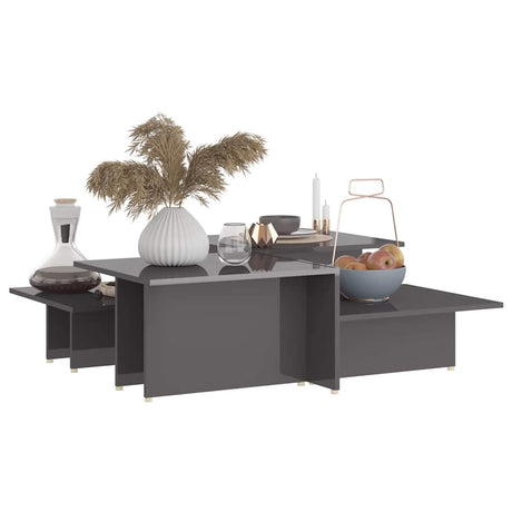 Vidaxl salontafels 2 st 111,5x50x33 cm bewerkt hout hoogglans grijs