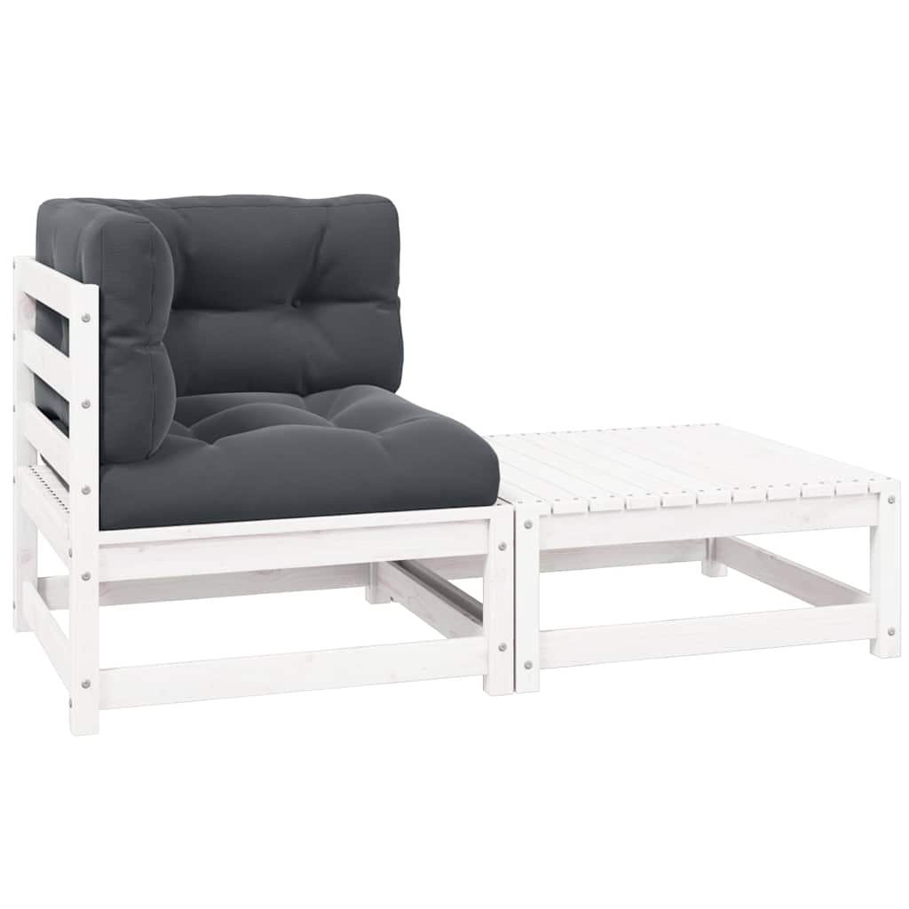 Vidaxl 2-delige loungeset met kussens massief grenenhout wit