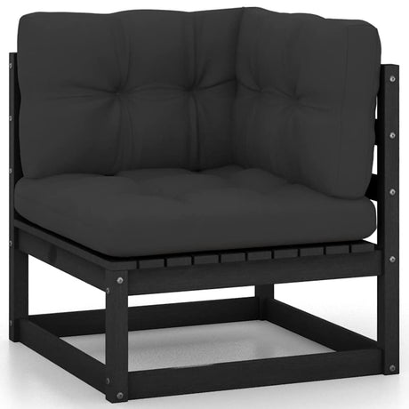 Vidaxl 2-delige loungeset met kussens massief grenenhout zwart