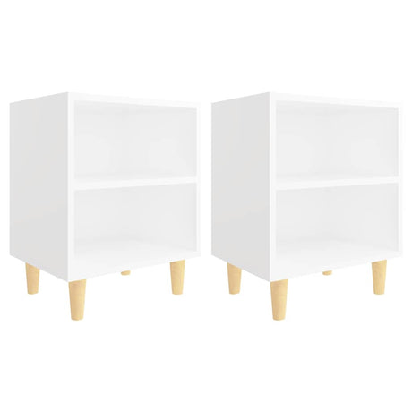 Vidaxl nachtkastjes 2 st met massief houten poten 40x30x50 cm wit
