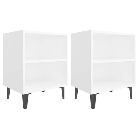 Vidaxl nachtkastjes 2 st met metalen poten 40x30x50 cm wit