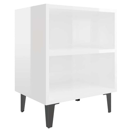 Vidaxl nachtkastjes 2 st met metalen poten 40x30x50 cm hoogglans wit