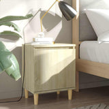 Vidaxl nachtkastje met houten poten 40x30x50 cm sonoma eikenkleurig