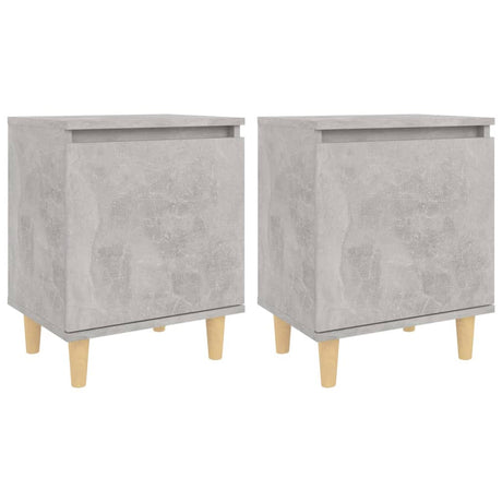 Vidaxl nachtkastjes 2 st met houten poten 40x30x50 cm betongrijs