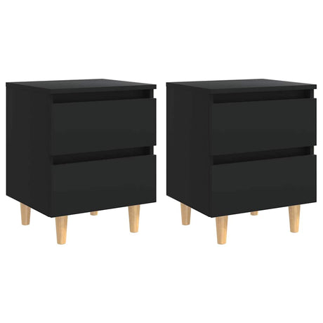 Vidaxl nachtkastjes 2 st met grenenhouten poten 40x35x50 cm zwart