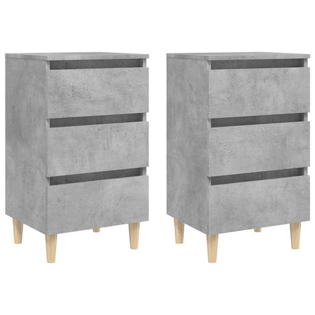 Vidaxl nachtkastjes 2 st met houten poten 40x35x69 cm betongrijs