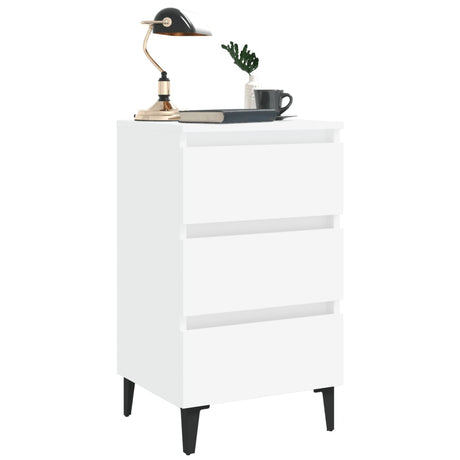 Vidaxl nachtkastje met metalen poten 40x35x69 cm wit