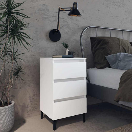 Vidaxl nachtkastje met metalen poten 40x35x69 cm wit