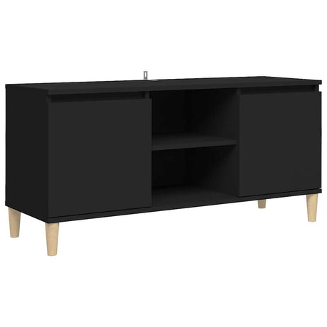 Vidaxl tv-meubel met massief houten poten 103,5x35x50 cm zwart