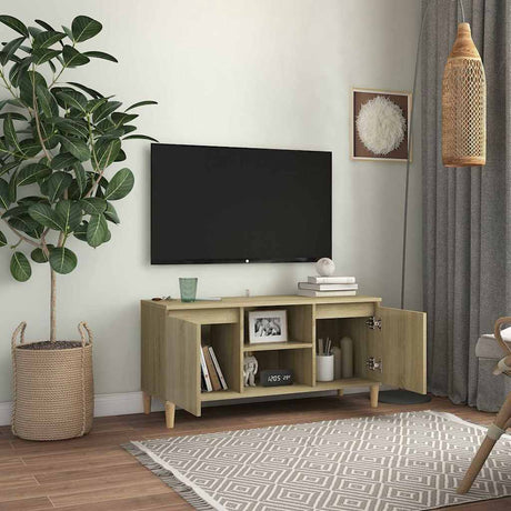 Vidaxl tv-meubel met houten poten 103,5x35x50 cm sonoma eikenkleurig