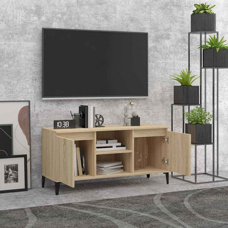 Vidaxl tv-meubel met metalen poten 103,5x35x50 cm sonoma eikenkleurig