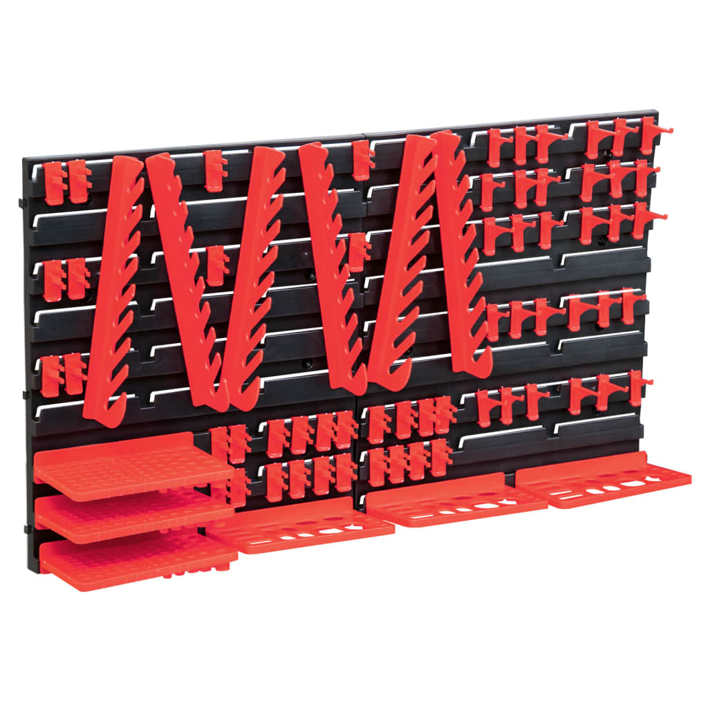 Vidaxl 71-delige opslagset met wandpanelen rood en zwart
