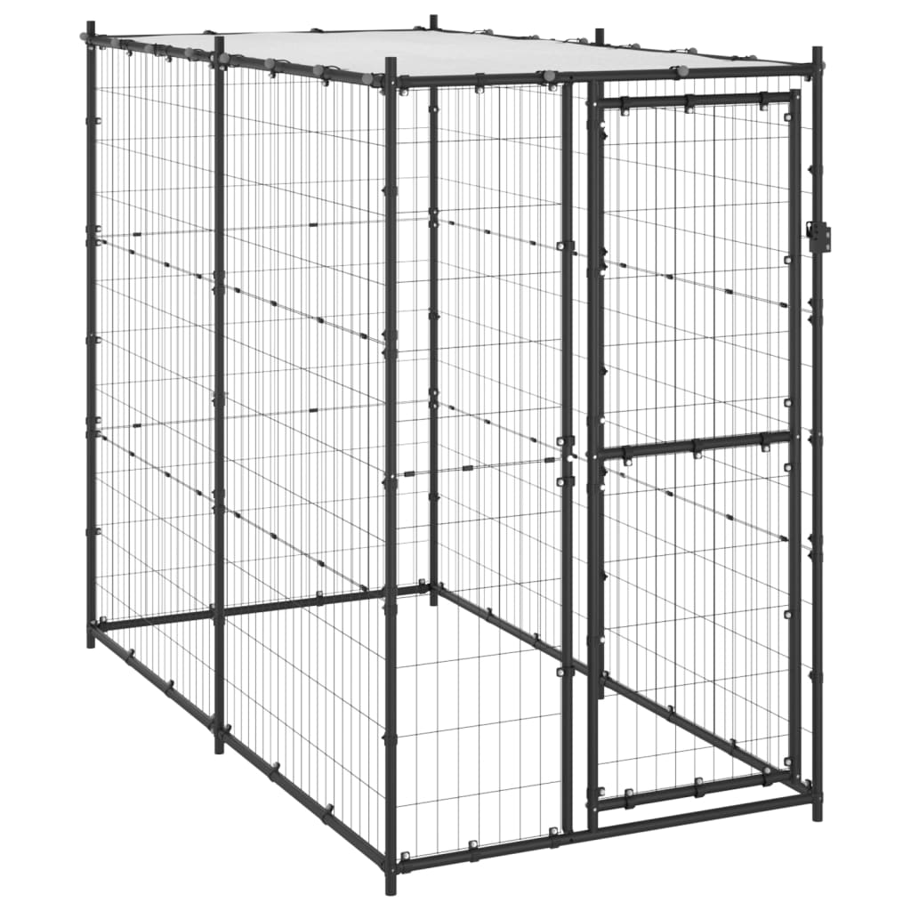 Vidaxl hondenkennel voor buiten met dak 110x220x180 cm staal