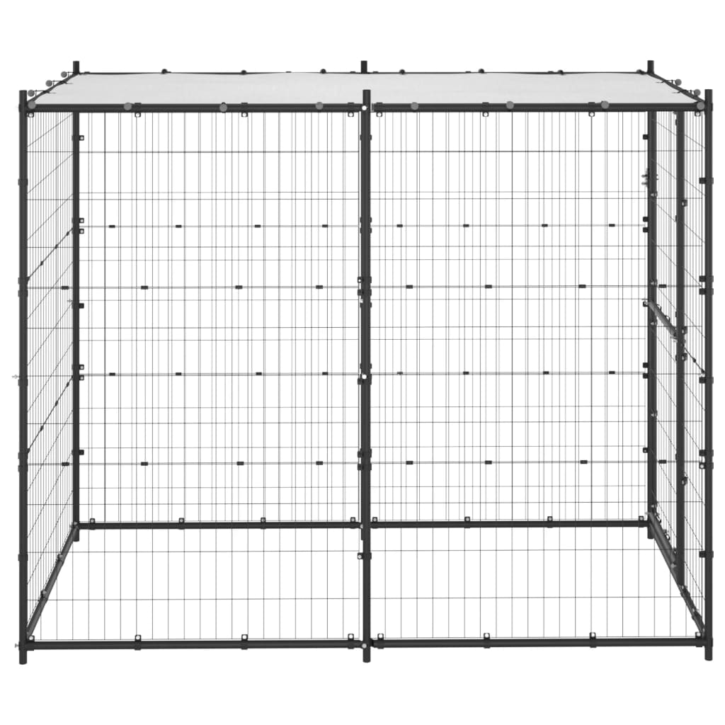 Vidaxl hondenkennel voor buiten met dak 110x220x180 cm staal