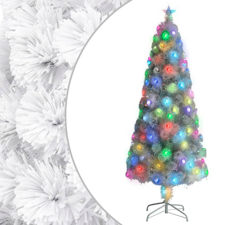 Vidaxl kunstkerstboom met verlichting 210 cm glasvezel wit