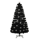 Vidaxl kerstboom met led-sneeuwvlokken 120 cm glasvezel zwart