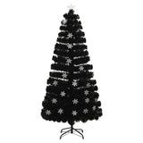 Vidaxl kerstboom met led-sneeuwvlokken 150 cm glasvezel zwart