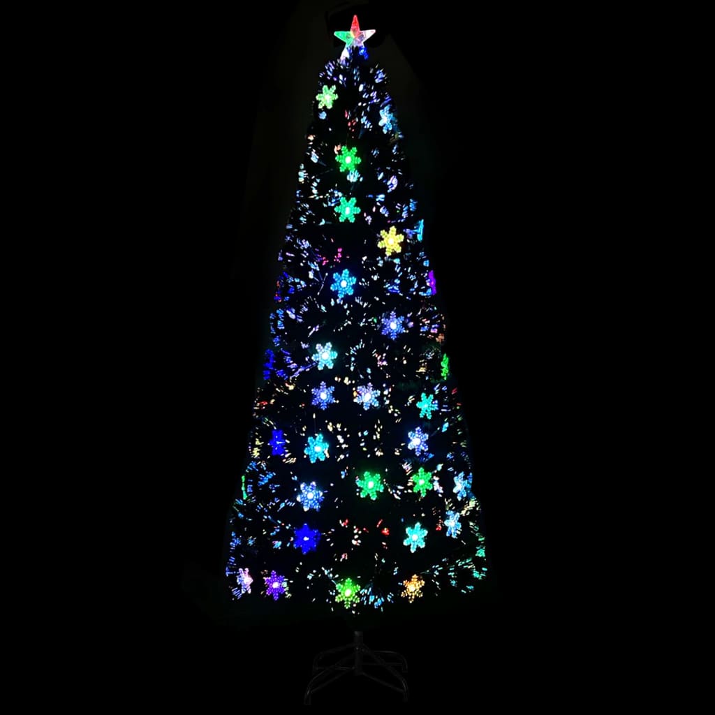 Vidaxl kerstboom met led-sneeuwvlokken 240 cm glasvezel zwart