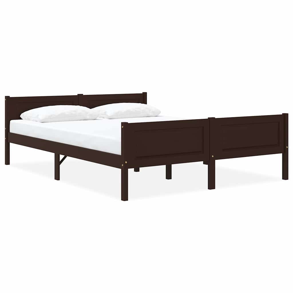 Vidaxl bedframe massief grenenhout donkerbruin 120x200 cm