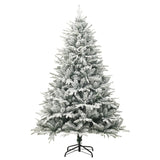 Vidaxl kunstkerstboom met sneeuwvlokken 150 cm pvc en pe groen