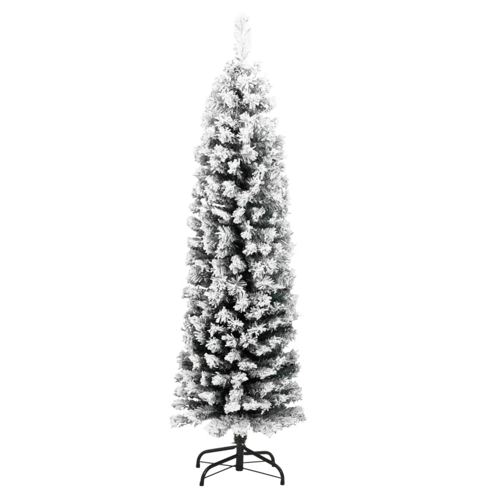 Vidaxl kunstkerstboom met sneeuw smal 120 cm pvc groen