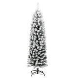 Vidaxl kunstkerstboom met sneeuw smal 120 cm pvc groen