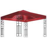 Vidaxl prieel met led-lichtslinger 3x3 m wijnrood