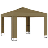Vidaxl prieel met dubbel dak en led-lichtslinger 3x3x2,7 m taupe