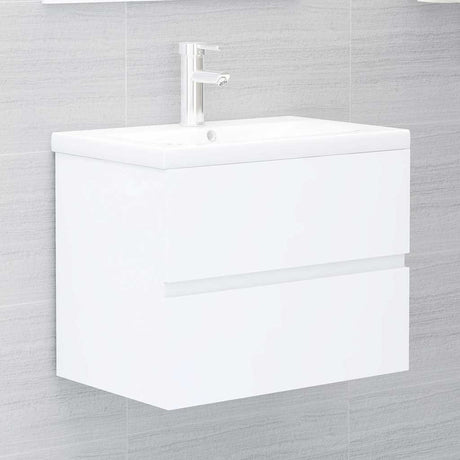 Vidaxl wastafelkast met ingebouwde wastafel spaanplaat wit