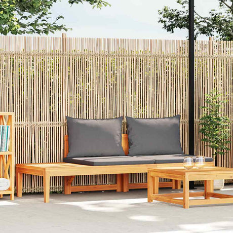 Vidaxl tuinbank met tafel en donkergrijze kussens massief acaciahout