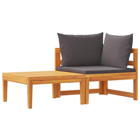 Vidaxl 2-delige loungeset met donkergrijze kussens acaciahout